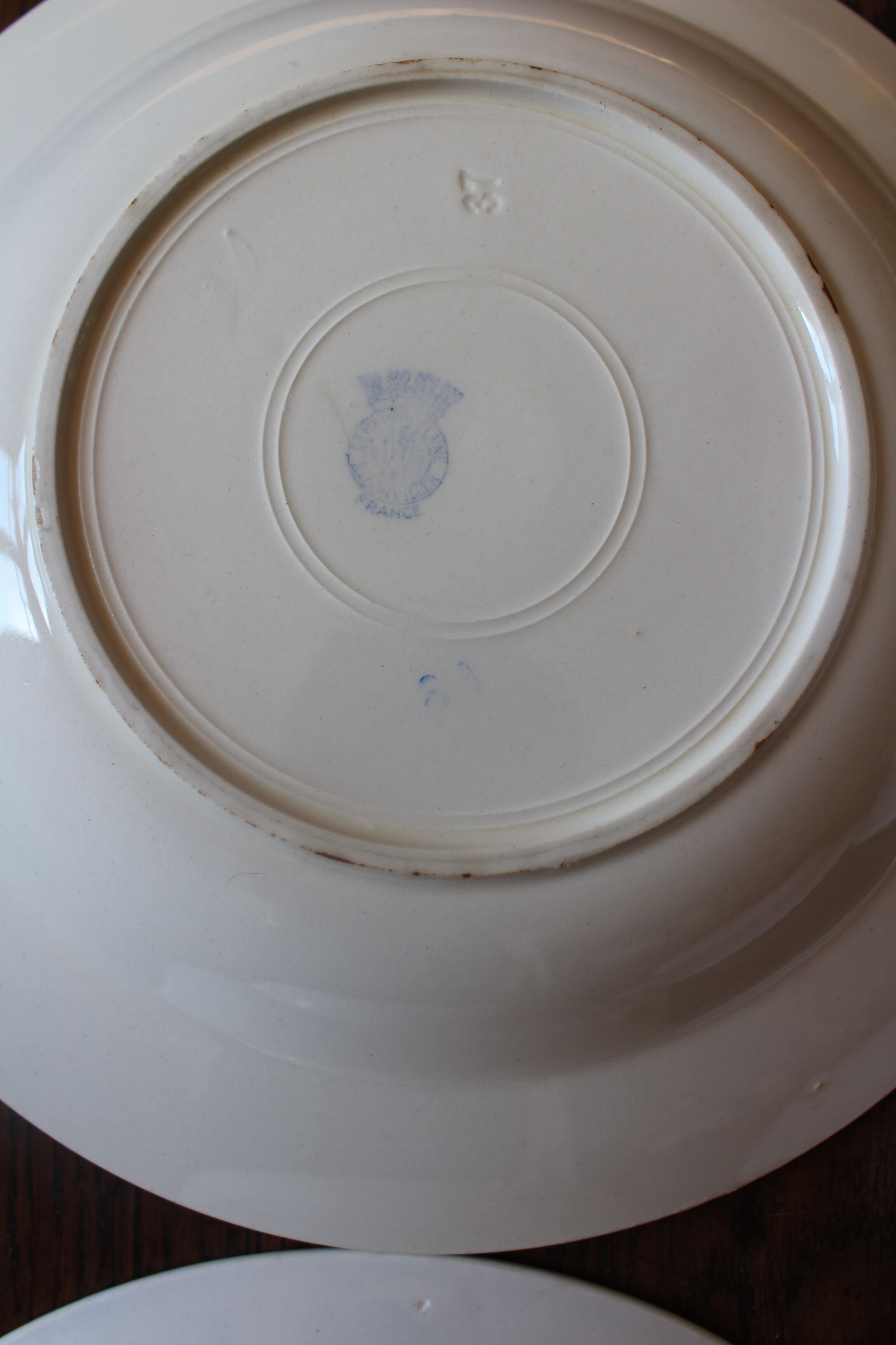 Lot 4 hollow plates mismatched art deco Badonviller Digoin