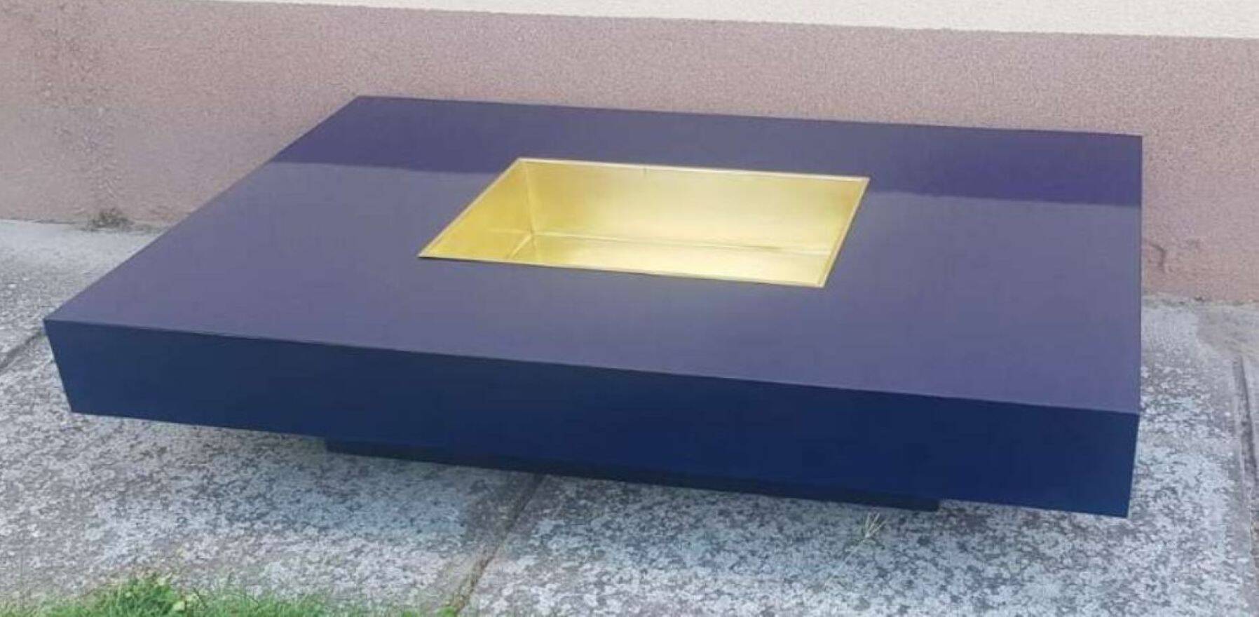 Table basse vintage en stratifié et laiton, années 1970