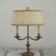 2 Light French Vintage Brass Boulotte Table Lamp With Cream Pleated Shade 5