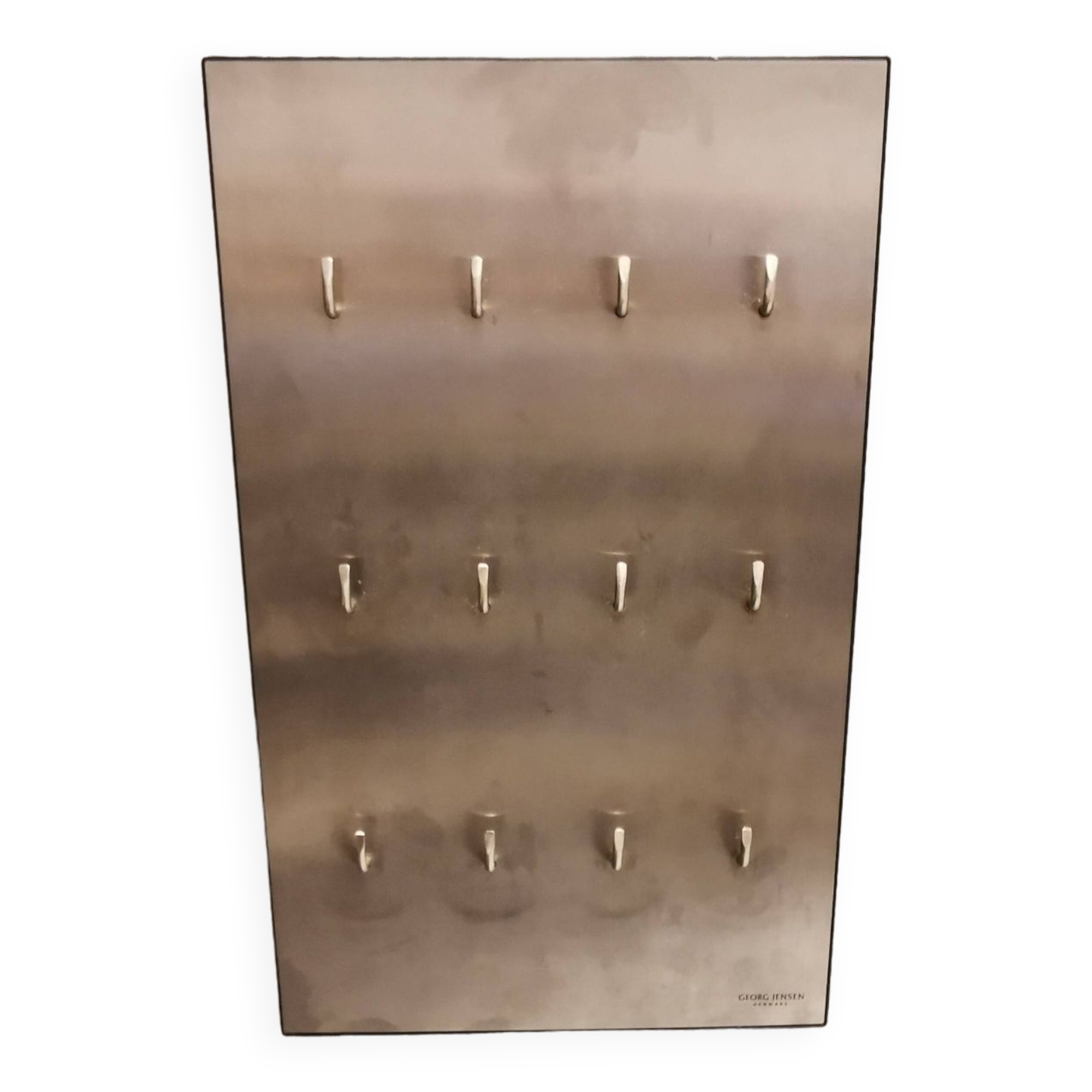 George Jensen key hanging board in brushed steel in classic Danish design.