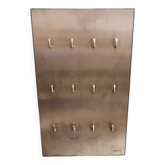 George Jensen key hanging board in brushed steel in classic Danish design.