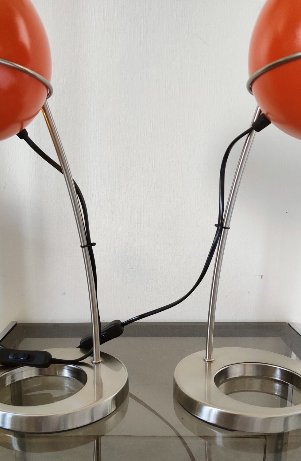 Set of lamps eyes ball orange 1990