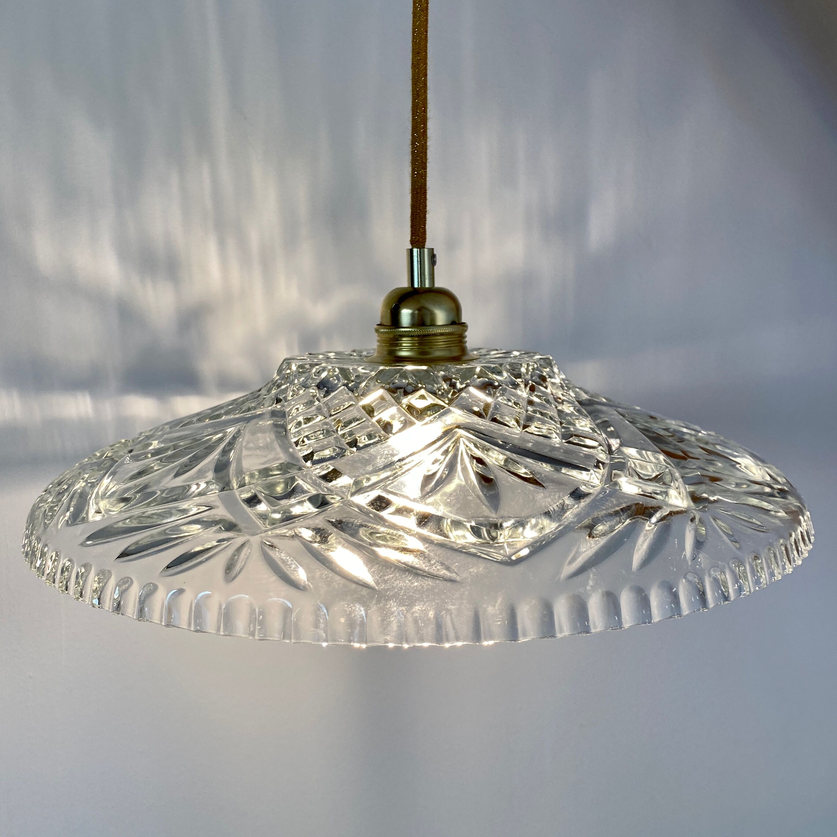 Suspension abat-jour vintage en verre