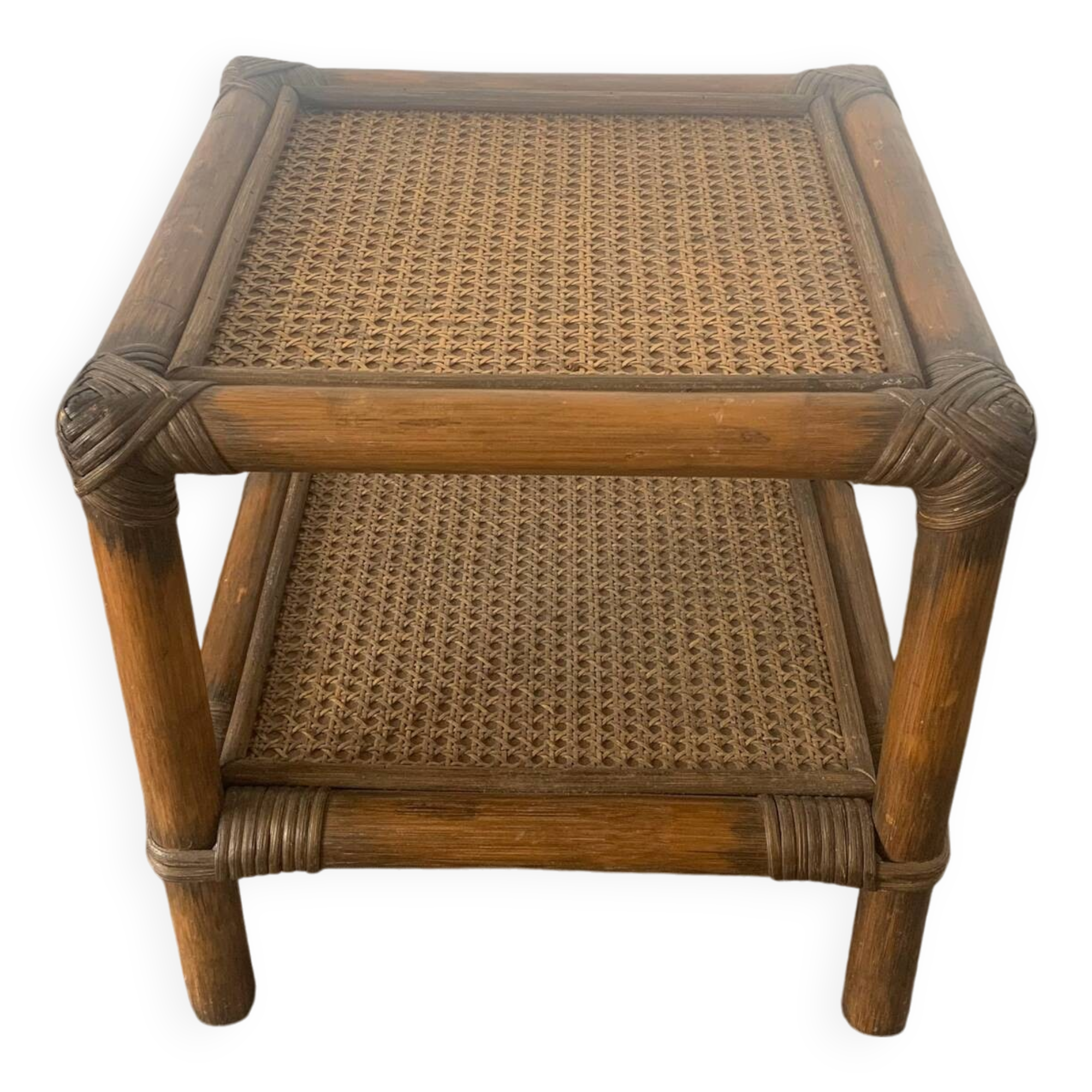 Rattan cabin end bedside table