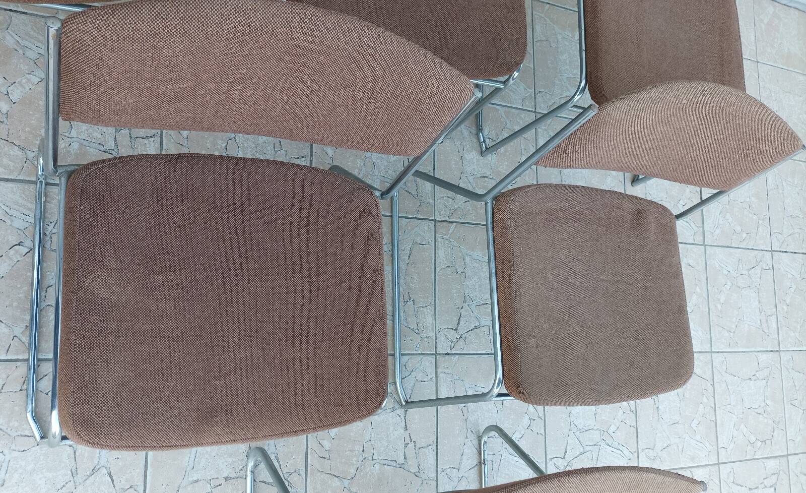 Set of 6 vintage low chrome metal chairs