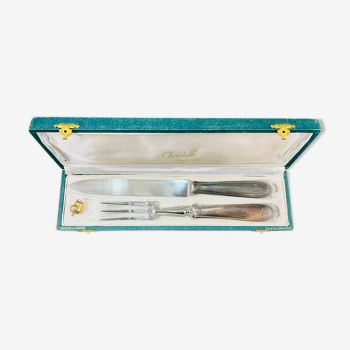 Silver metal cutting service cutlery, CHRISTOFLE, vendome model
