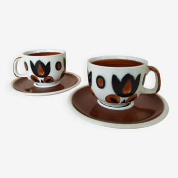 2 tasses & soucoupes Kimono Boch La Louvière