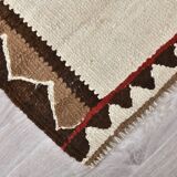 3x9 Brown Cream Turkish Kilim Runner Rug