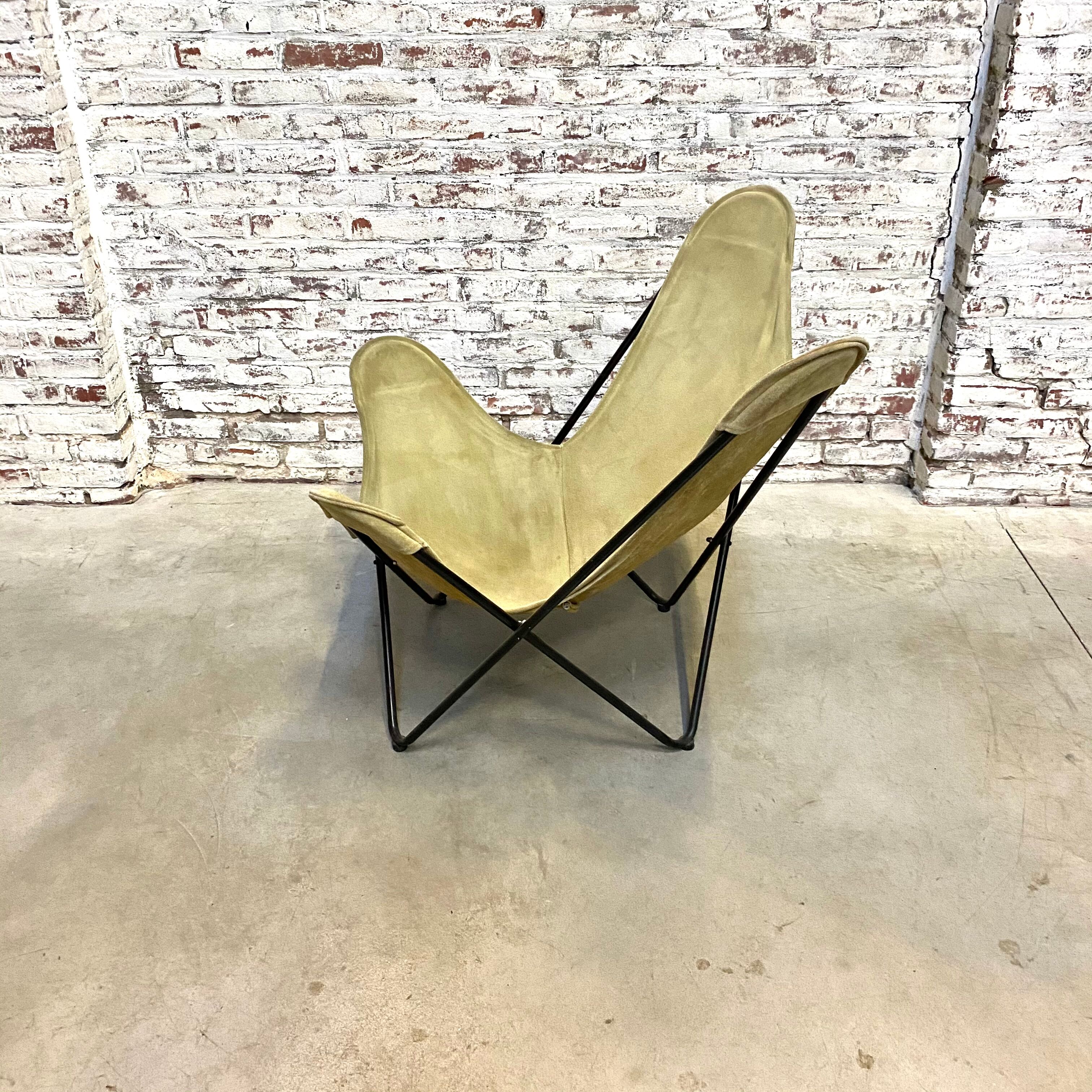 Vintage Butterfly Chair in Green Suede Leather, 1970s