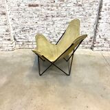 Chaise papillon vintage en cuir de daim vert, années 1970