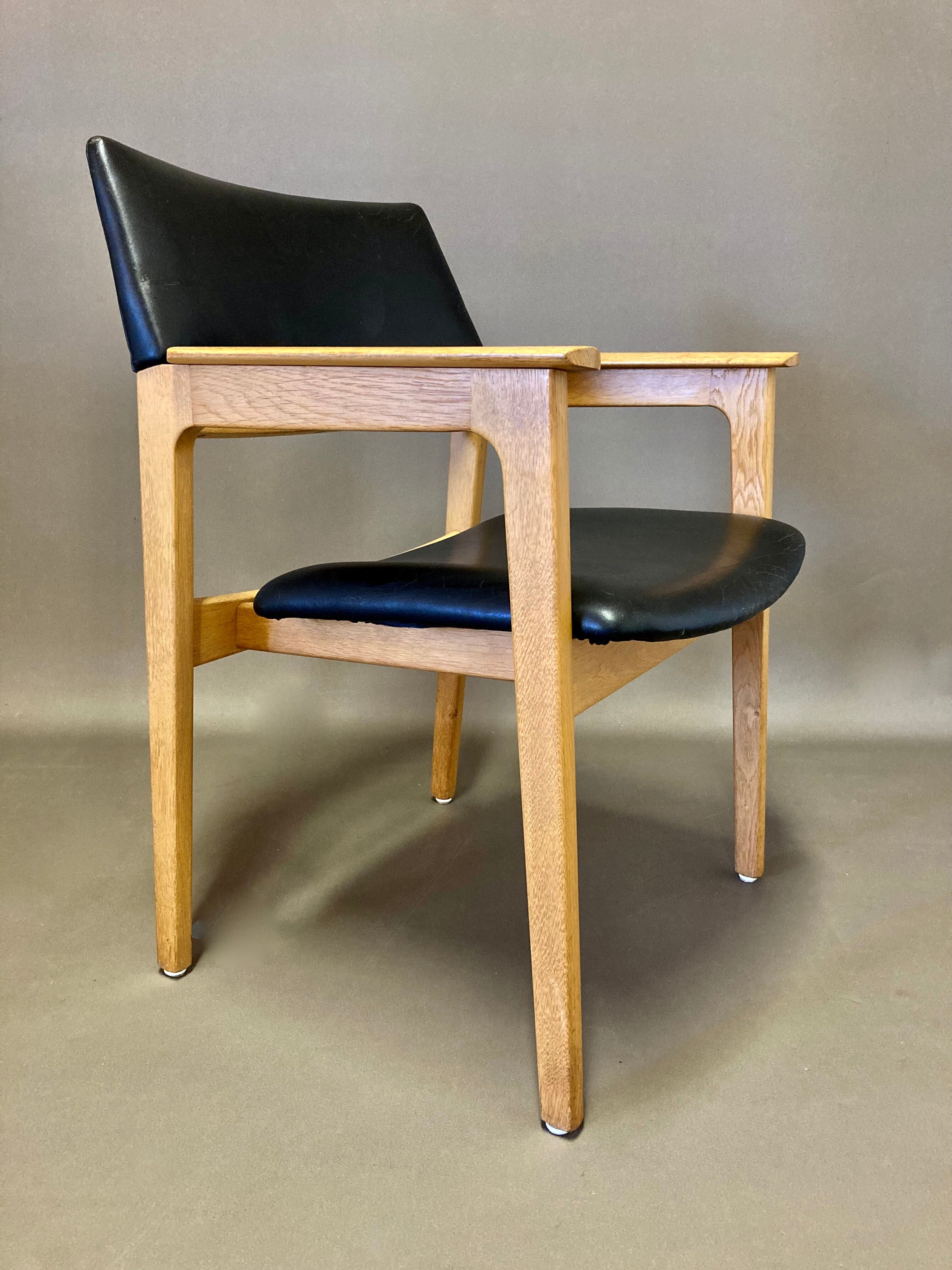 Black leather armchair scandinavian design 1950