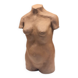 School bust of a female body in red clay terracotta
