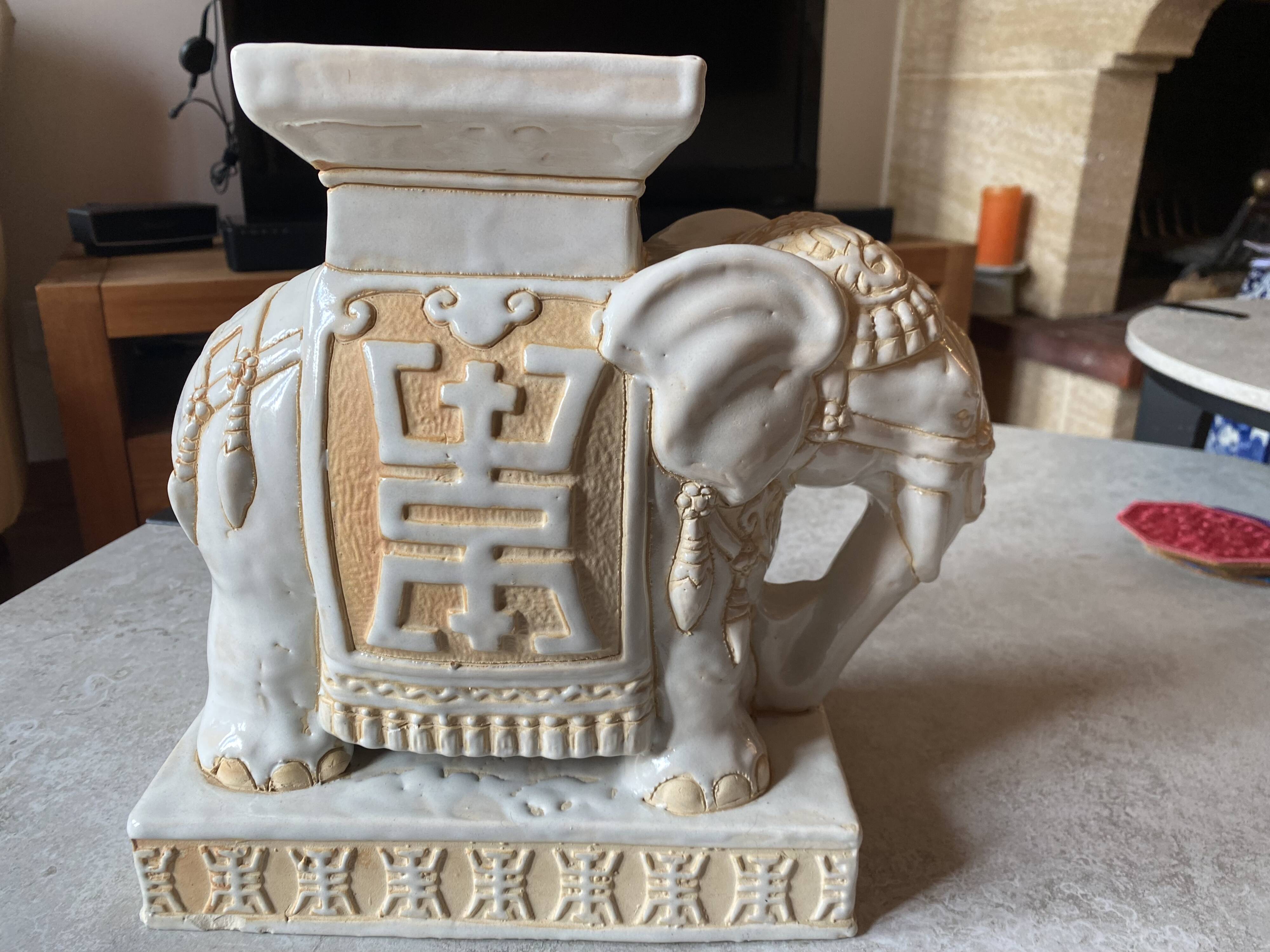 White ceramic elephant
