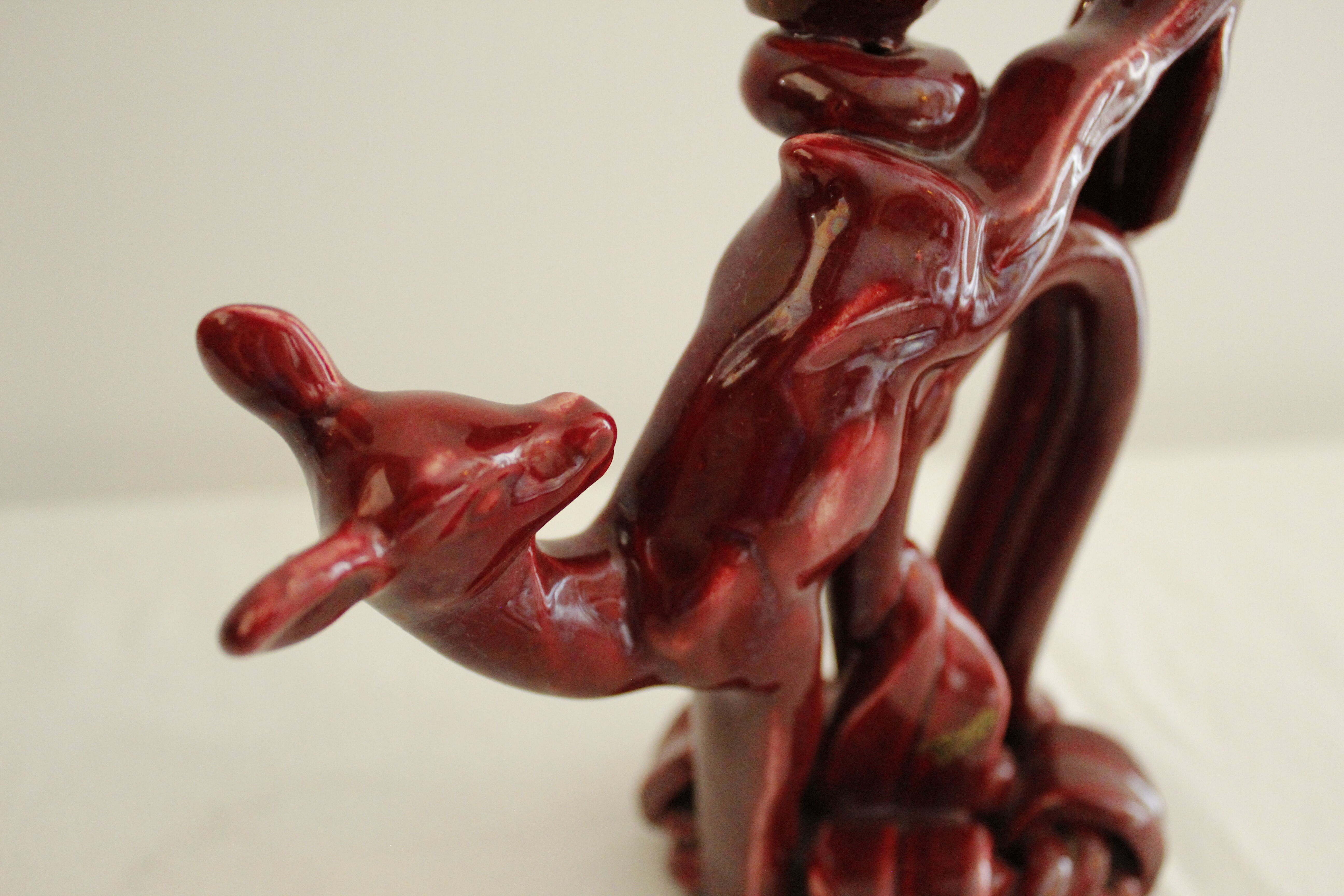 Vintage red ceramic candle holder - doe - "Nice"