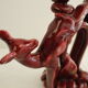 Vintage red ceramic candle holder - doe - "Nice"