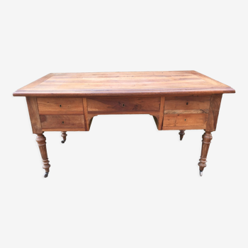 Napoleon III desk in solid walnut with 4 drawers