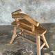 Small brutalist bench with backrest and armrests in Asian blonde teak H67 L6