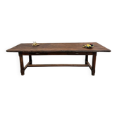 Brutalist farmhouse table in solid oak, 270 cm, 1920s.