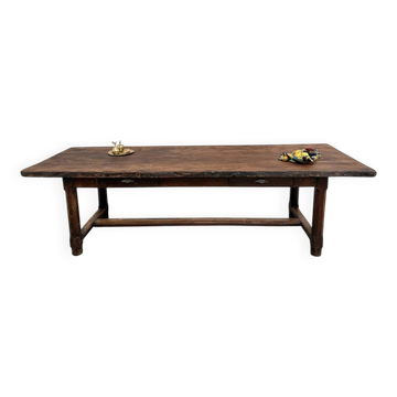 Table de ferme brutaliste en chêne massif, 270 cm, années 20