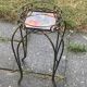 Plant door, iron harness forged twist black and golden and hand-painted ceramic tile