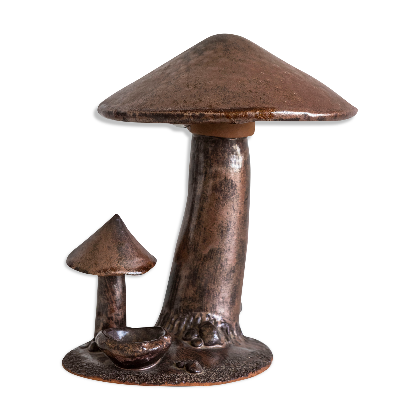 Lampe céramique champignons années 70
