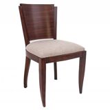 Original walnut extendable table, designed by Louis Majorelle, with 6 Art Deco chairs.