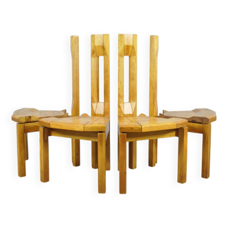 LAUKAAN PUU / chaises de table à manger en pin brutaliste « Rantasipi » / Finlande années 70