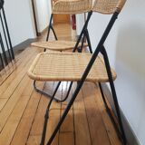 70s rattan folding chairs