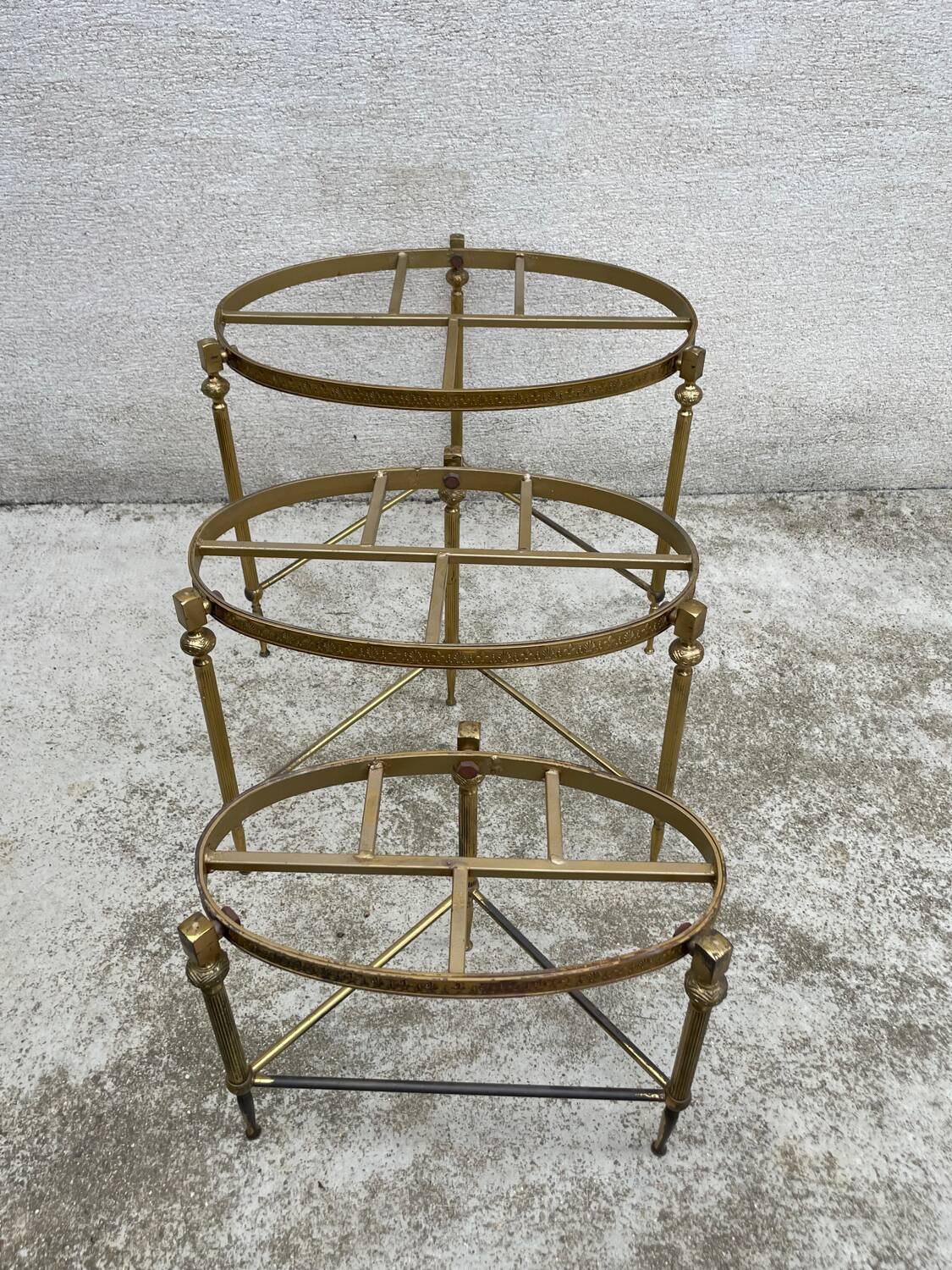 Vintage bronze, brass and onyx nesting table