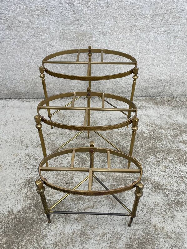 Table gigogne vintage bronze, laiton et onyx