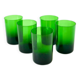 Set of 5 Long Drink water glasses, Green, 1970 - 12 X 8 cm