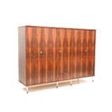 Large 5-door vintage wardrobe in rosewood with stylish adjustable legs in I