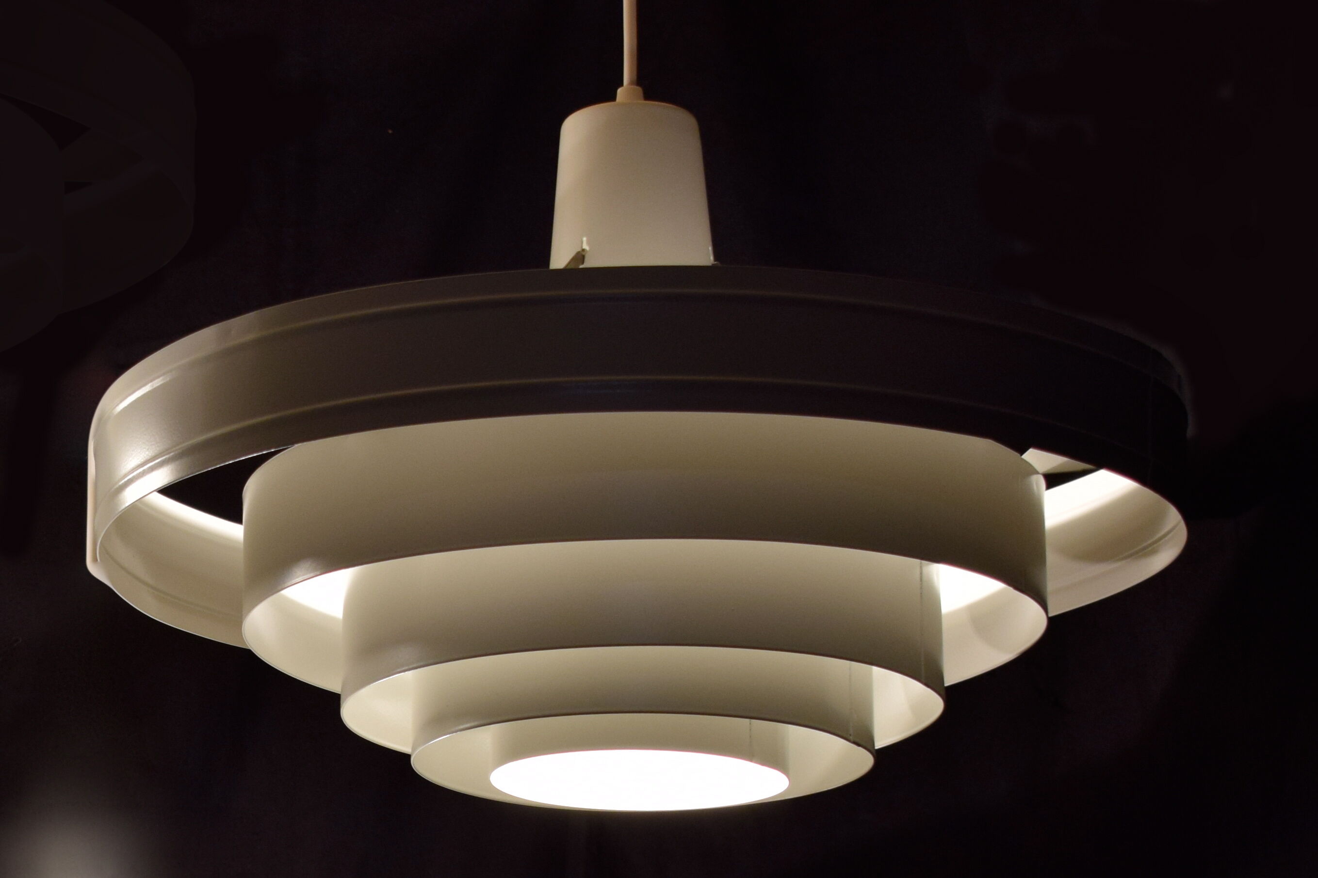 Satin white lacquered metal hanging from the 1960s