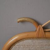 Apple mirror in rattan bamboo wicker vintage decorative object for children golden glitter