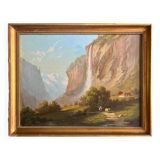 HSP painting "Animated mountain landscape" signed G. Munsch 1875