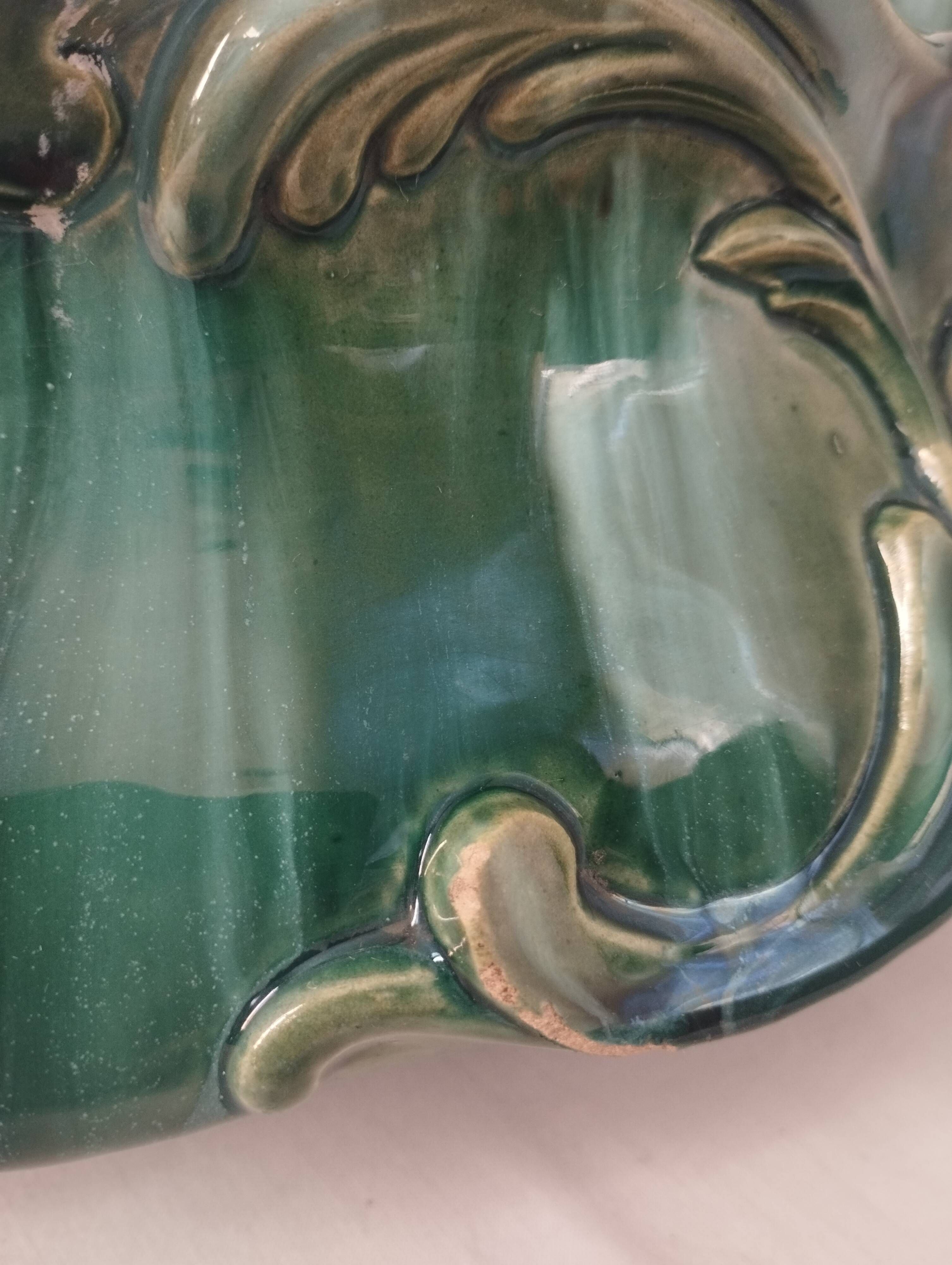 Large turquoise earthenware planter in Art Nouveau style - Jérôme Massier