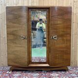 Art Deco 3-door walnut wardrobe - 1930s