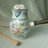 Limoges porcelain chocolatiere with its moussoir