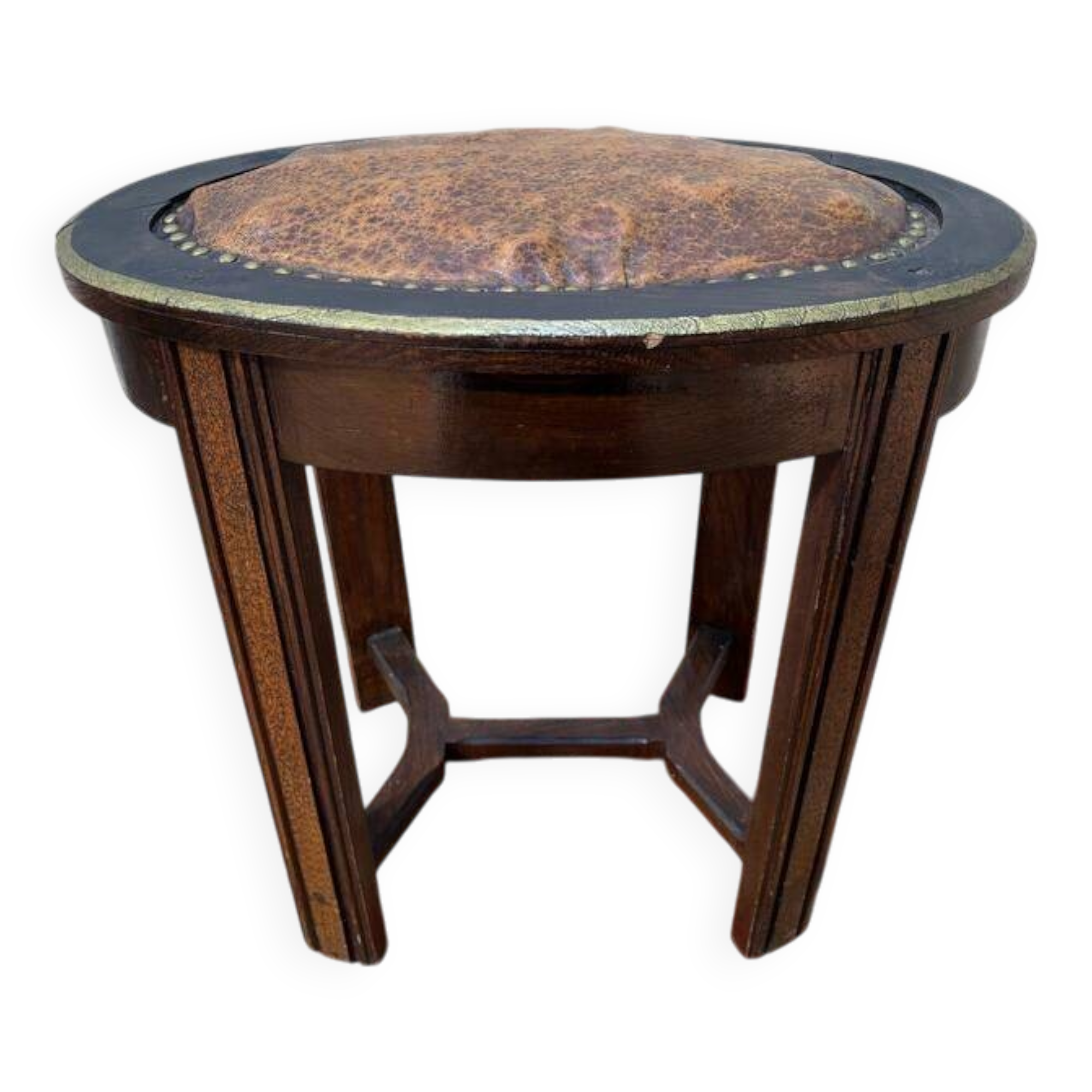 Tabouret de piano assise cuir art déco
