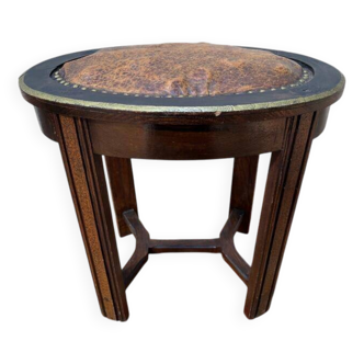 Tabouret de piano assise cuir art déco