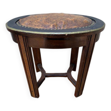 Tabouret de piano assise cuir art deco