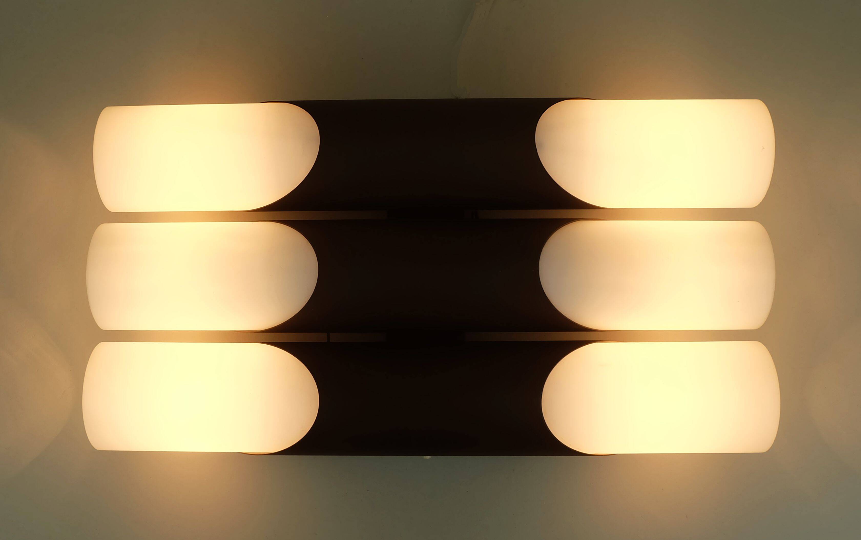 Wall lamp design klaus link for neuhaus-leuchten 1960s metal satin glass