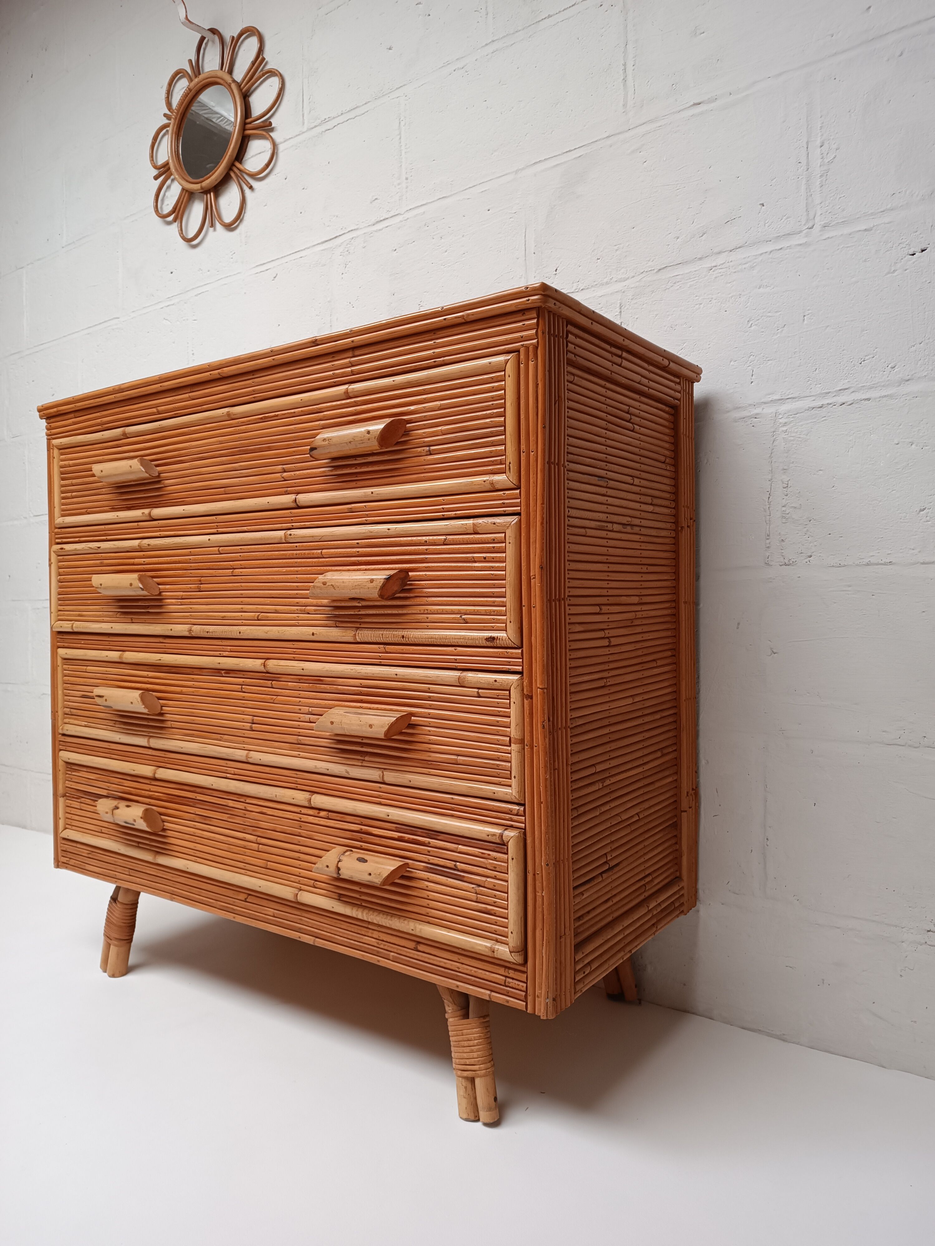 Rattan chest of drawers 60s-70s