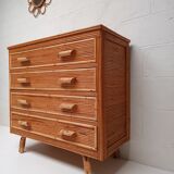 Rattan chest of drawers 60s-70s