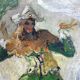 Tableau ancien Arlequin dansant