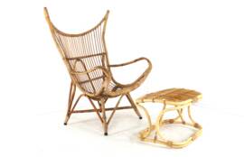Rattan Footstool - mid century modern - japandi