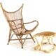 Rattan Footstool - mid century modern - japandi