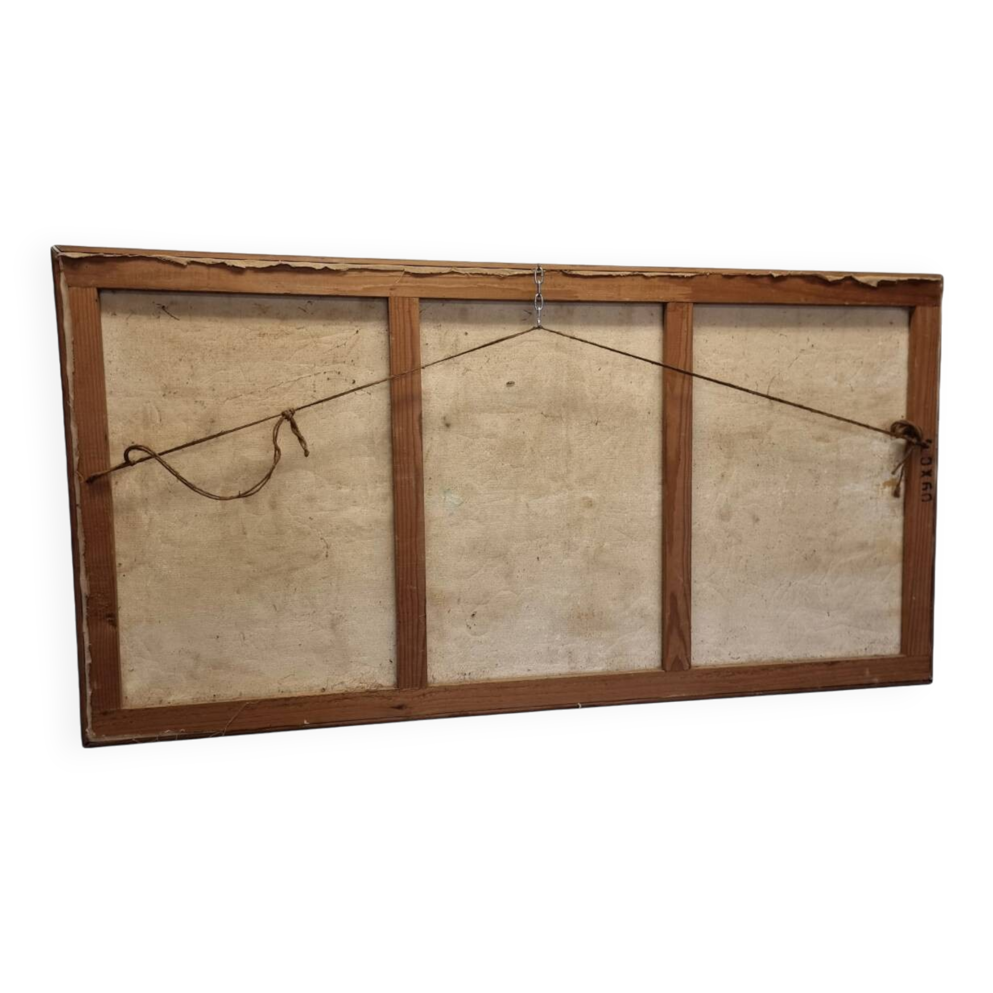 Vintage French Painting With Boats In Harbor by Bourgeois, mid-century