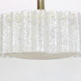 1 of 2 glass tube chandeliers by Doria with brass surround, Germany, 1960s