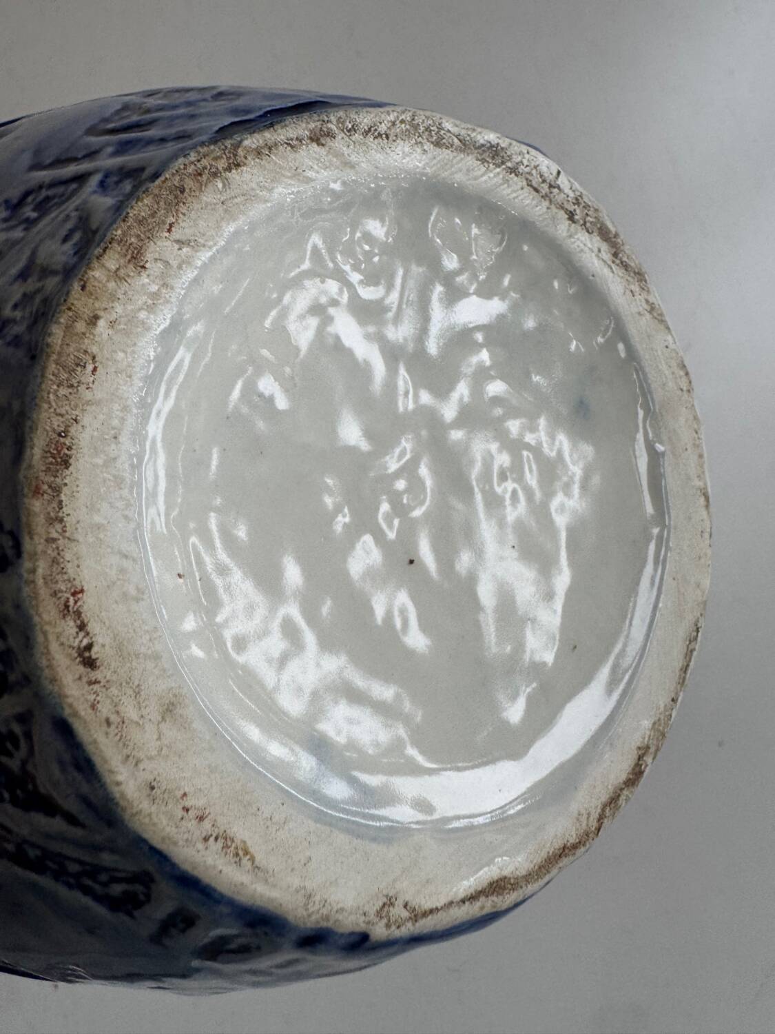 Grand vase bleu grès de sel années 60